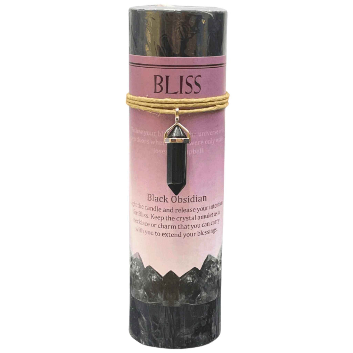 Crystal Energy Pillar Candle with Crystal Pendant