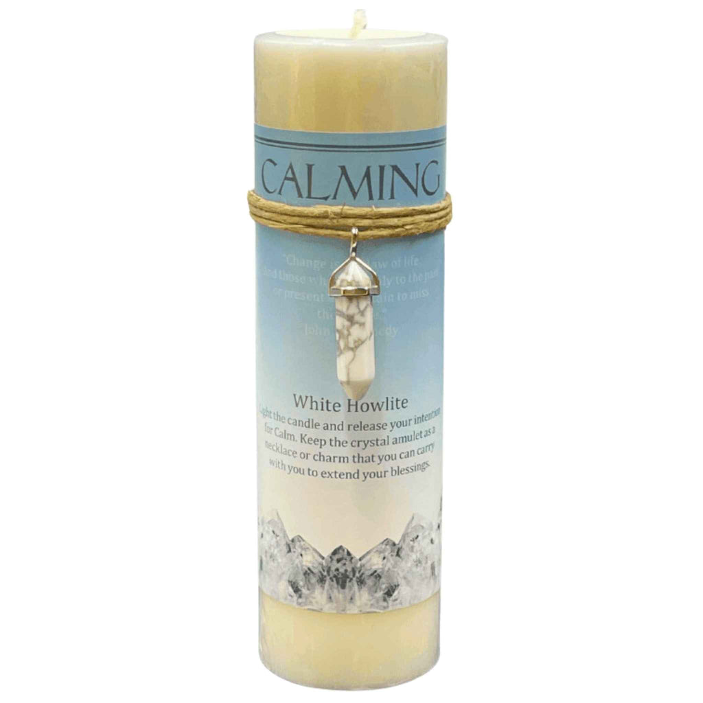 Crystal Energy Pillar Candle with Crystal Pendant