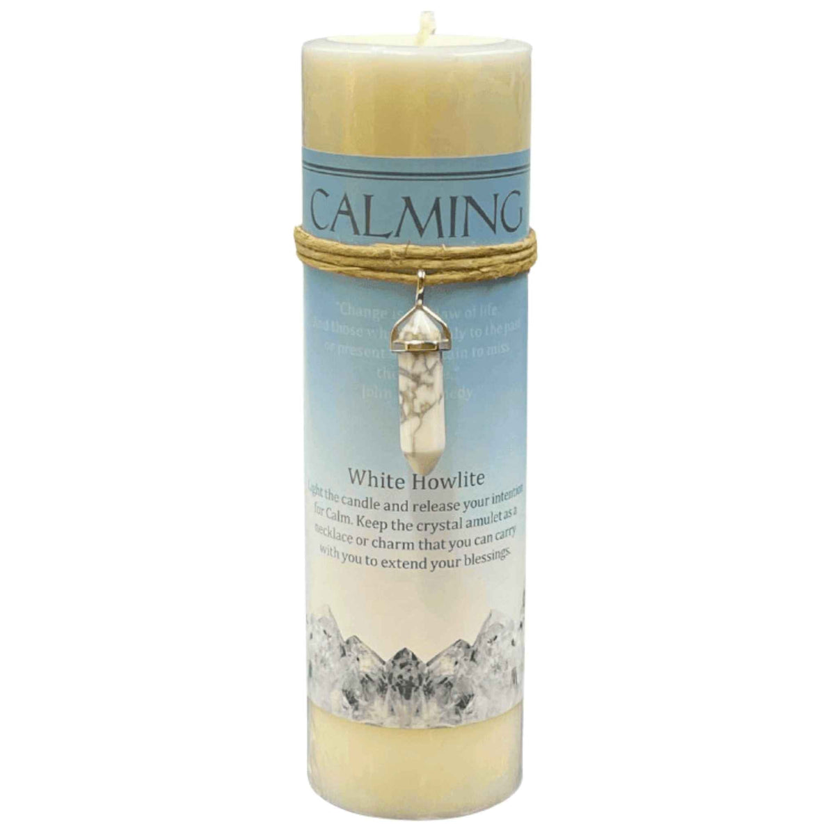 Crystal Energy Pillar Candle with Crystal Pendant
