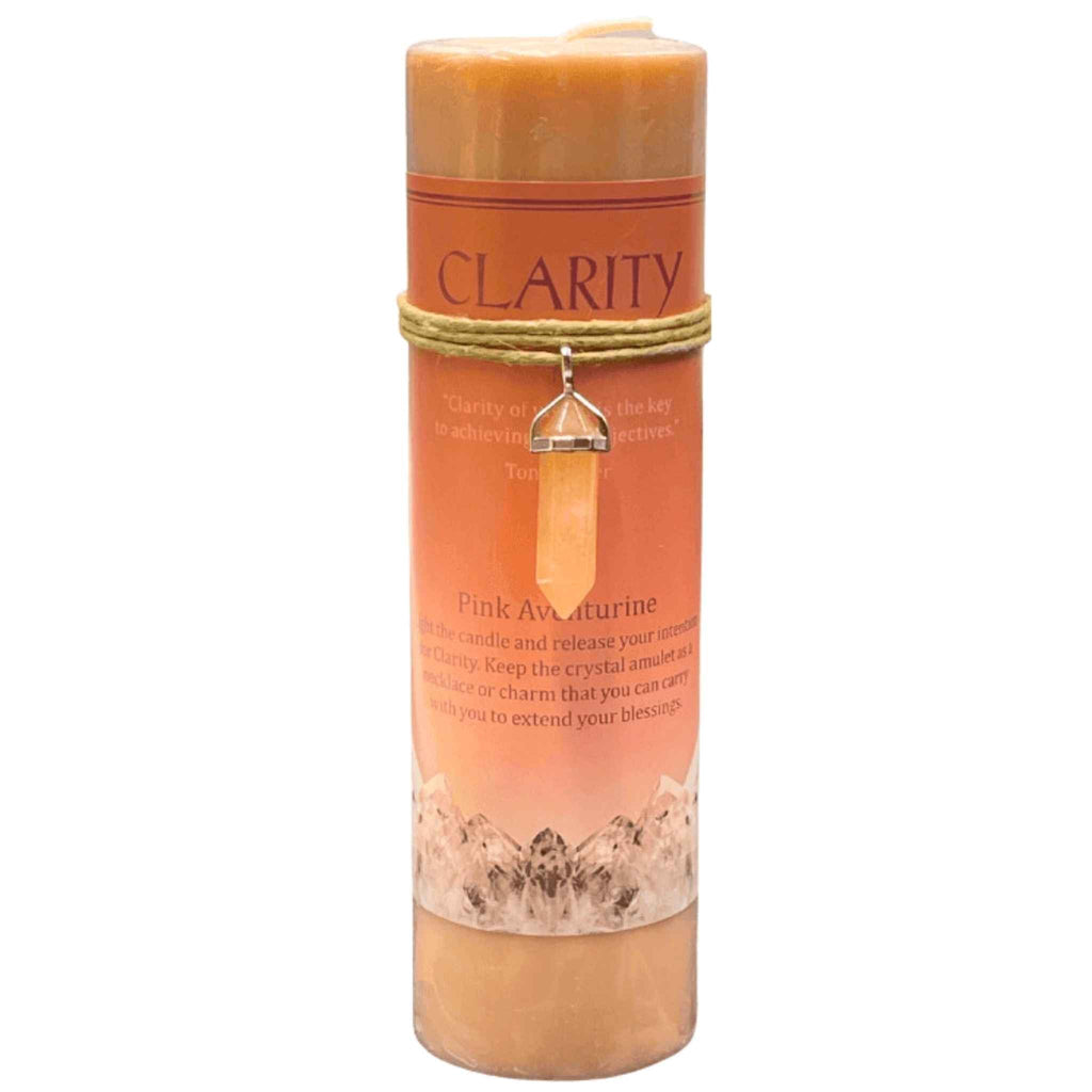 Crystal Energy Pillar Candle with Crystal Pendant