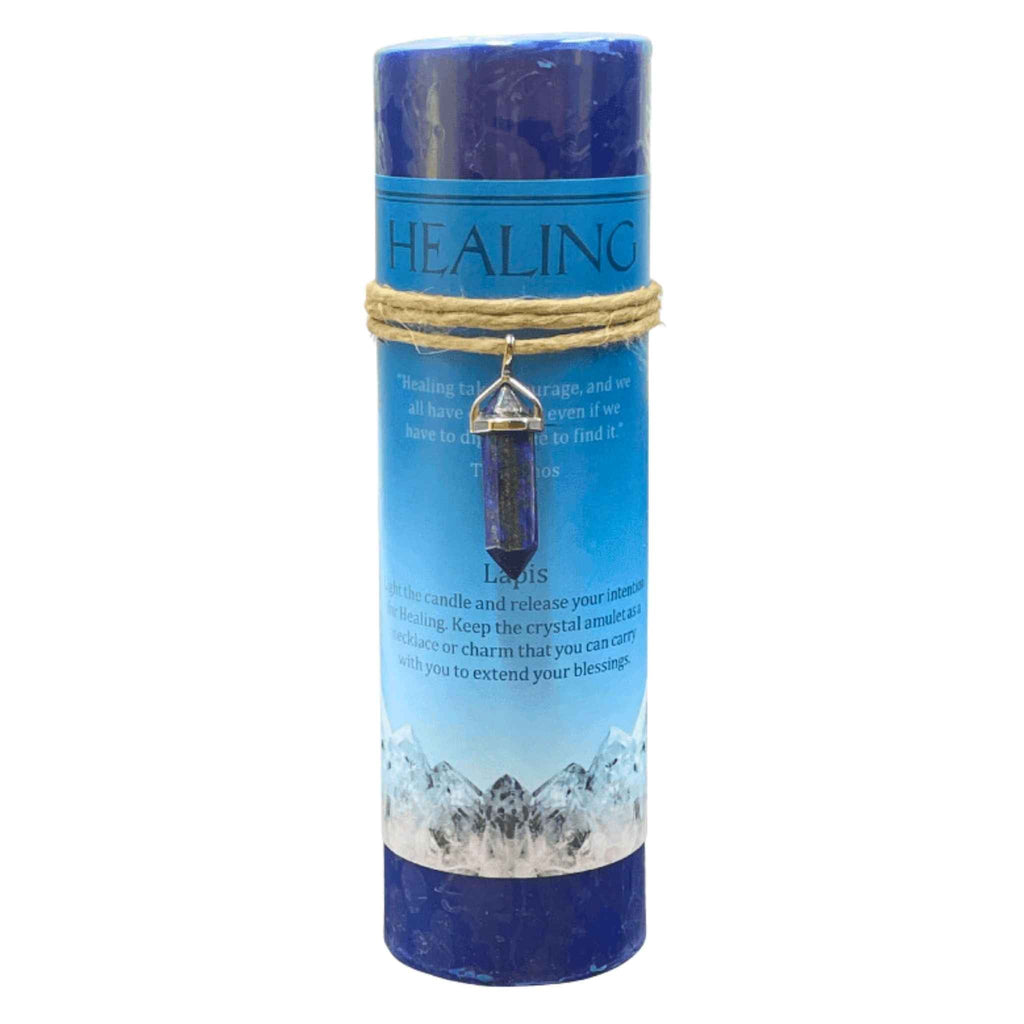 Crystal Energy Pillar Candle with Crystal Pendant
