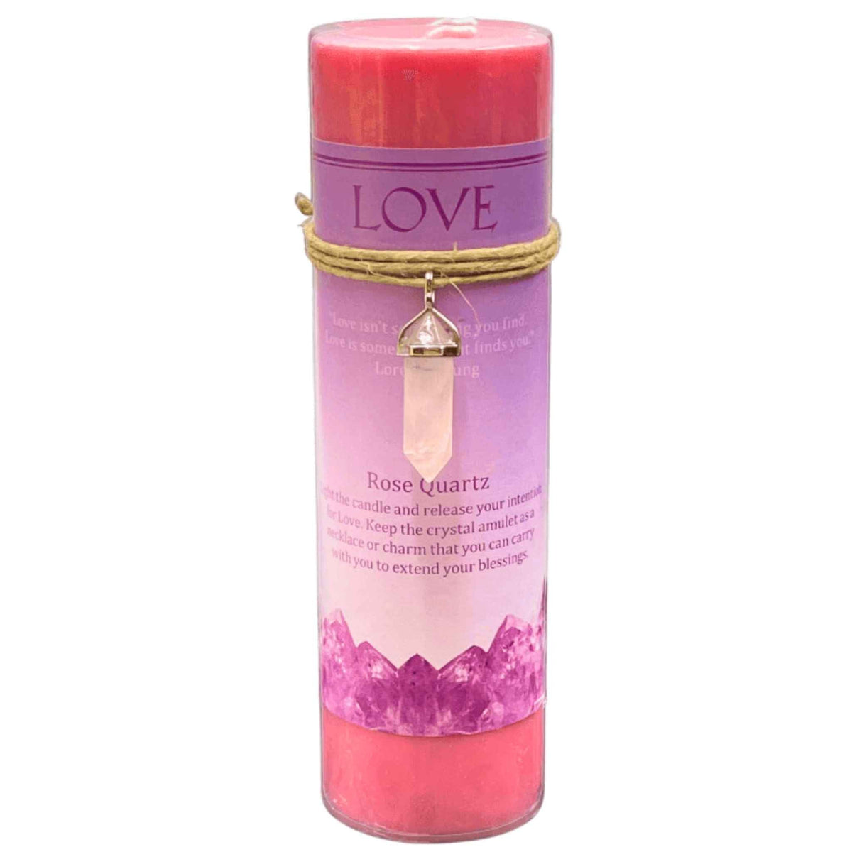 Crystal Energy Pillar Candle with Crystal Pendant