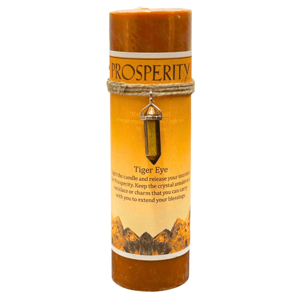Crystal Energy Pillar Candle with Crystal Pendant