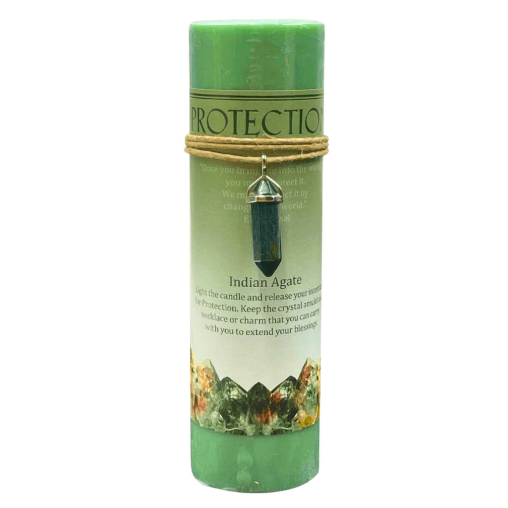 Crystal Energy Pillar Candle with Crystal Pendant