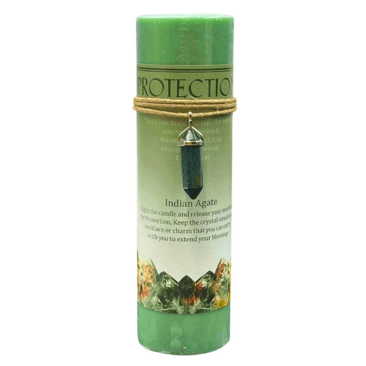 Crystal Energy Pillar Candle with Crystal Pendant