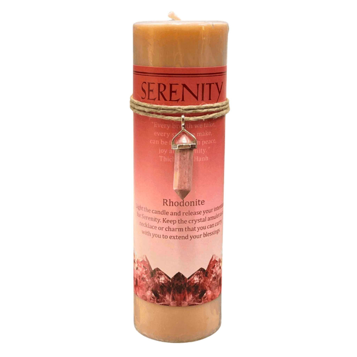 Crystal Energy Pillar Candle with Crystal Pendant