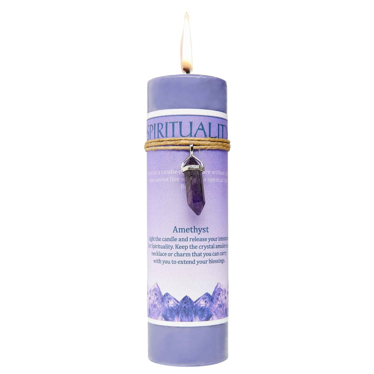 Crystal Energy Pillar Candle with Crystal Pendant