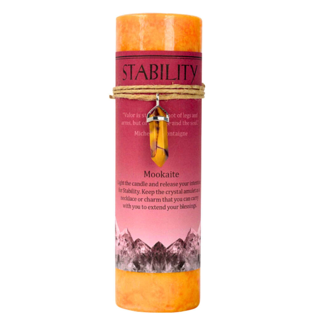 Crystal Energy Pillar Candle with Crystal Pendant