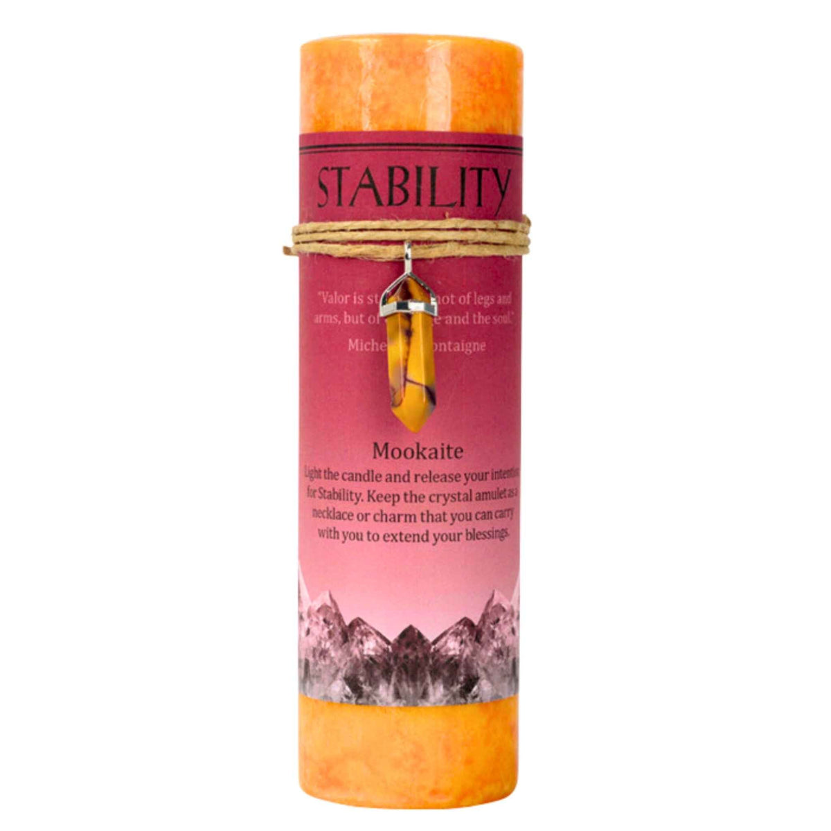 Crystal Energy Pillar Candle with Crystal Pendant