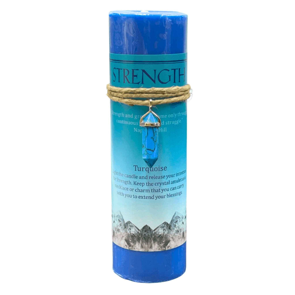 Crystal Energy Pillar Candle with Crystal Pendant