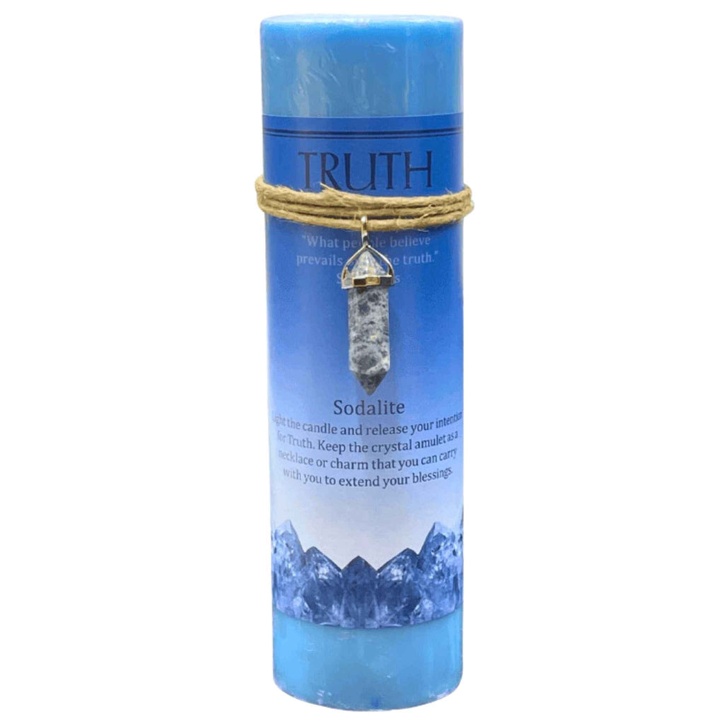 Crystal Energy Pillar Candle with Crystal Pendant